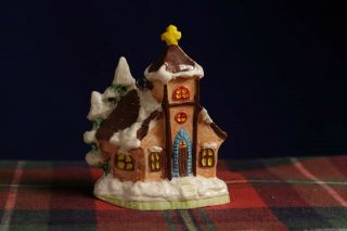 Vintage Miniature Church Christmas Village Resin Ornament Russ 2