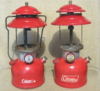 8 1963 & 8 1971 Vintage Red Coleman Lanterns Model 200a Without Globes