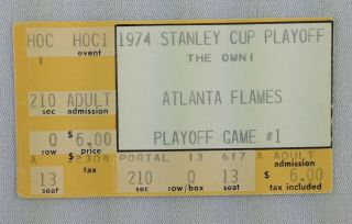Nhl 1974 04/18 Philadelphia Flyers At Atlanta Flames Playoff Ticket Stub