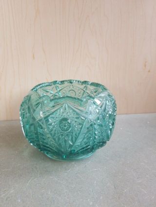 Fenton Emerald Green Glass Rose Bowl Flower Bud Vase Diamond Pattern Vintage