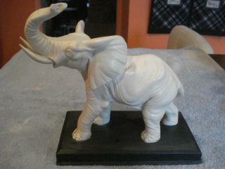 Vintage White Alabaster/resin Elephant Sculpture By A.  Santini (made In Italy)