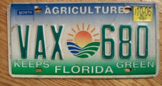 Single Florida License Plate - 2006 - Vax 680 - Agriculture Keeps Florida Green