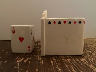 Vintage Napco Ceramic Playing Card Soap and Toothbrush Holder 2