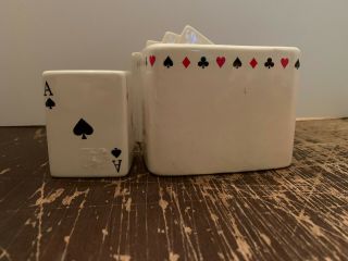 Vintage Napco Ceramic Playing Card Soap and Toothbrush Holder 3
