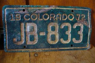 Vintage 1972 Colorado Motorcycle License Plate Expired Jb - 833