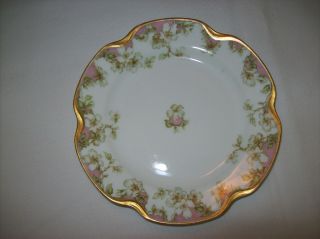 Vintage Limoges Haviland France Dessert Plate Pink Apple Blossoms Gold Detail