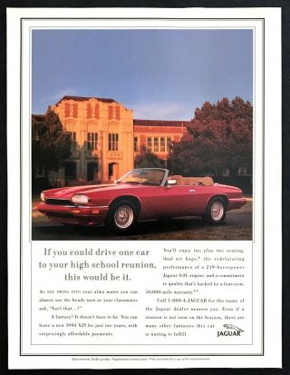 1994 Jaguar Xjs Convertible Photo " Turn Your Classmates Heads " Vintage Print Ad