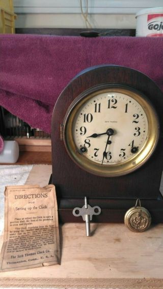 Antique Seth Thomas 8 Day T/s Mantle Shelf Desk Clock 89