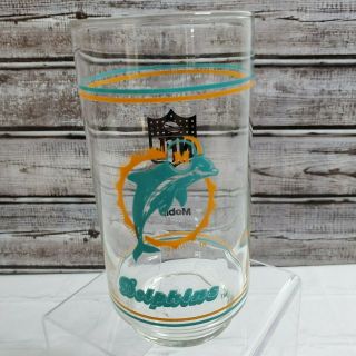 Miami Dolphins Logo Vintage Nfl Drinking Glass Tumbler - 1980 