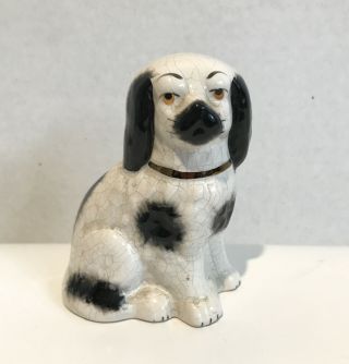 Antique Porcelain Staffordshire Spaniel Figurine King Charles Dog Rare 4”