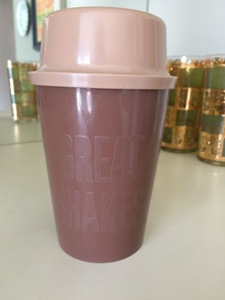 Vintage Brown Tupperware Great Shake Drink Mixer Chocolate Cup W Lid Holds 12oz