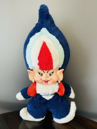 Rare Rushton Company Stuffed Animal Plush Elf Blue Pointed Head Belt