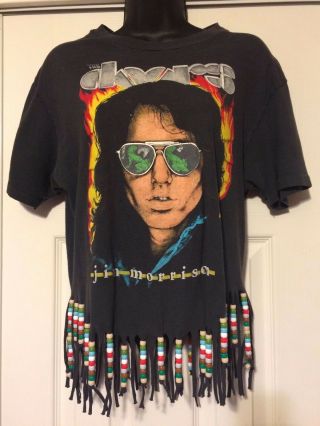 Rare Vintage Doors Jim Morrison Large T - Shirt Beaded & Slashed Back