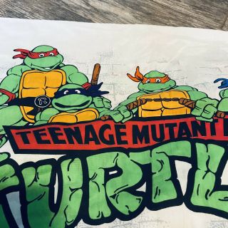 VTG 1990 Ninja Turtles Mirage Studios USA Twin Flat Sheet With Pillowcase 3