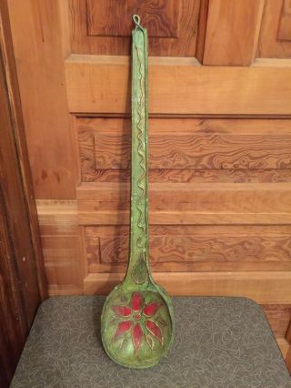 Vintage Mid Century Paper Mache On Wood Large Spoon Wall Hanging