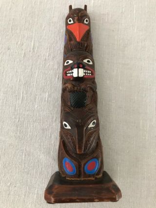 Vintage Authentic Alaska Craft 7.  5” Totem Pole Souvenir 23