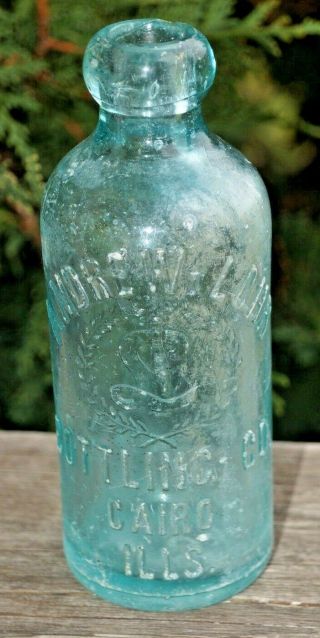Antique 1880s Andrew Lohr Cairo Illinois Glass Bottle - Beer - Soda - Blob Top