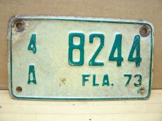 Vintage Florida Fl Motorcycle Scooter License Plate Tag 1973 73