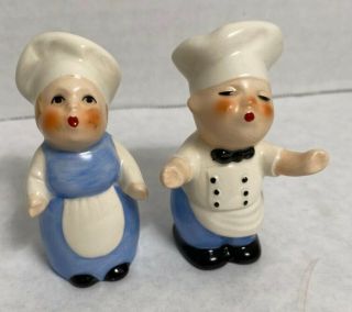 Vintage Goebel Salt & Pepper Shaker Figurine Pair Porcelain Baker Pair
