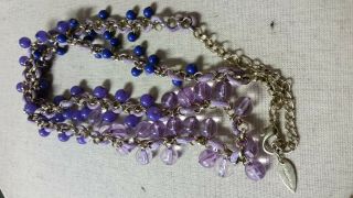 Vintage Long Coldwater Creek Purple Lavender Navy Link Chain Necklace 32