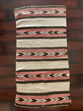 Vintage Southwestern (native American - Navaho) Hand Woven Wool Rug (47” X 25 ")