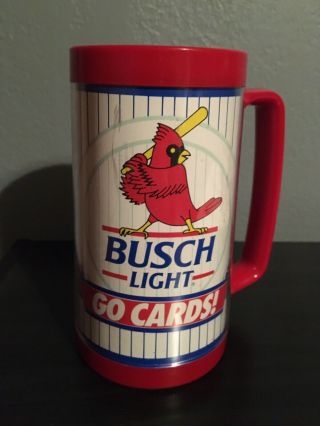 Vintage 90s Busch Light St Louis Cardinals Go Cards Thermal Mug Anheuser Beer