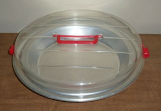 Vintage Century Aluminum Ware Pie Carrier W/ Clear Plastic Cover Up To 10 " Pie