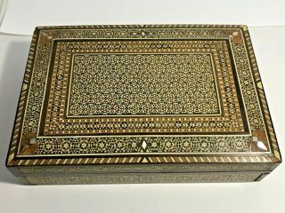 Vintage Detailed Handmade Hinged Inlaid Wood Jewelry Box Antique - Make Offer