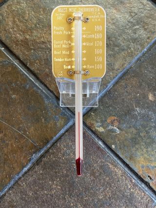 Vintage Roast Meat Thermometer Tca Co.  Springfield,  Ohio Usa Glass And Aluminum
