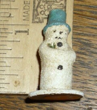 Antique German Mini Sparkly Compo Snowman Ornament