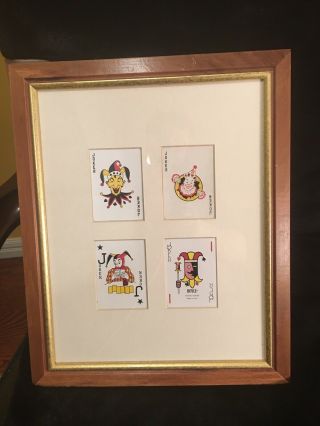 Vintage Framed In Wood And Glass Joker Cards