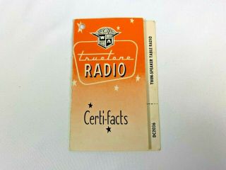 Vintage Truetone Radio Card For Model Dc2036 Twin - Speaker Table Radio