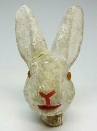 Vintage Paper Mache Easter Bunny Rabbit Head Only Glass Eyes Age And Wear