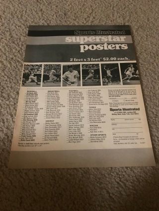 Vintage 1970s Sports Illustrated Poster Print Ad Dr.  J Julius Erving Pete Rose