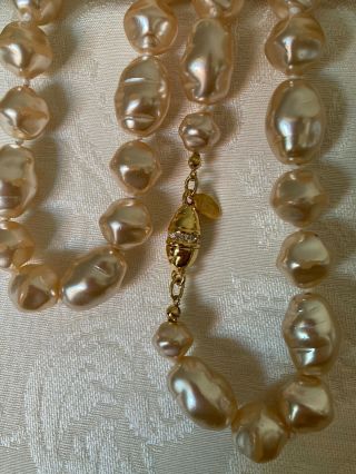 Joan Rivers Vintage Faux Baroque Pearl Necklace Hand Knotted 36 "