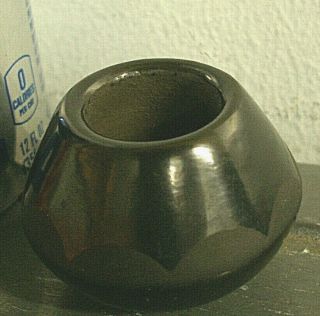 Rare Antique San Ildefonso Pueblo Indian Black On Black Miniature Pottery Bowl