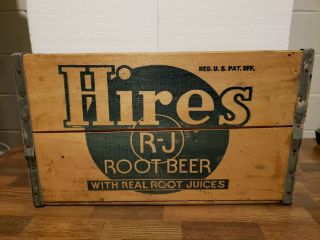 Antique Old Hires Rj Root Beer Wooden Crate Box