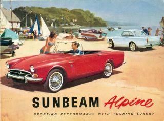 1960 - 63 Sunbeam Alpine Sports Tourer Gran Turismo Fold Out Sales Brochure/poster