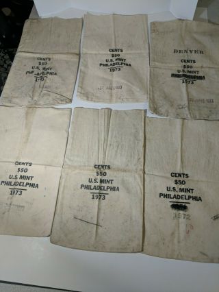 Vintage Us Philadelphia $50 Cents Cotton Canvas Money Coin Bag 1973