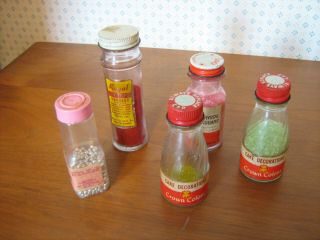 5 Vintage Collectible Decorating Sugars Bottles Crown Colony Tone 