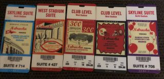 Set Of 5 Suite/club 2009 Nebraska Ticket Stubs