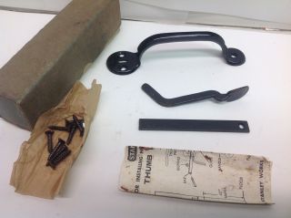 Vintage Nos Stanley Steel Door Handle & Thumb Latch With Hardware & Box