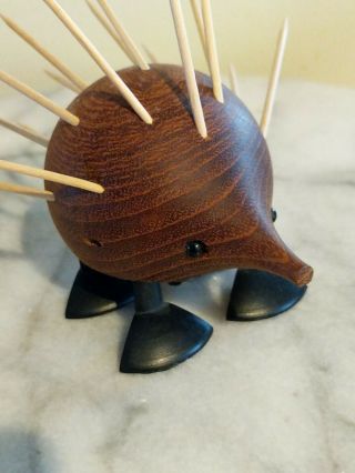 Laurids Lonborg Teak Hedgehog Toothpick Figurine Denmark Midcentury Modern W Tag
