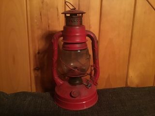 Vintage Red Dietz Little Wizard Lantern Made In York Clear Glass 12 Inches