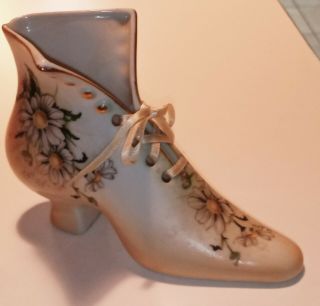 Vintage Limoges China Hand Painted Daisies Shoe/boot Hat Pin Holder Gold Trim