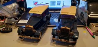 Pair Vintage Tin Friction Toys Japanese 1925 Antique Sedan Automobiles