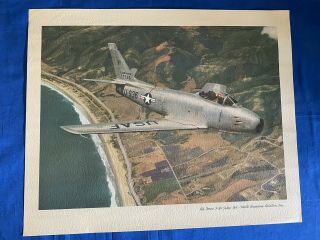 Vintage Litho Poster Air Force F - 86 Sabre Jet By North American Aviation (naa)