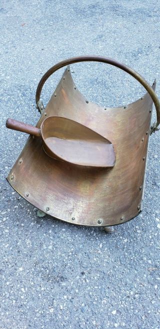 Antique Style Brass And Copper Firewood Carrier