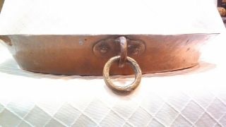 Antique Hand Hammered Copper Pan With Brass Ring Tin Lined