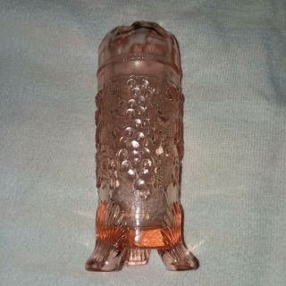 Vintage Rare Pink Depression Glass Hatpin Holder,  Grape Cable Pattern.